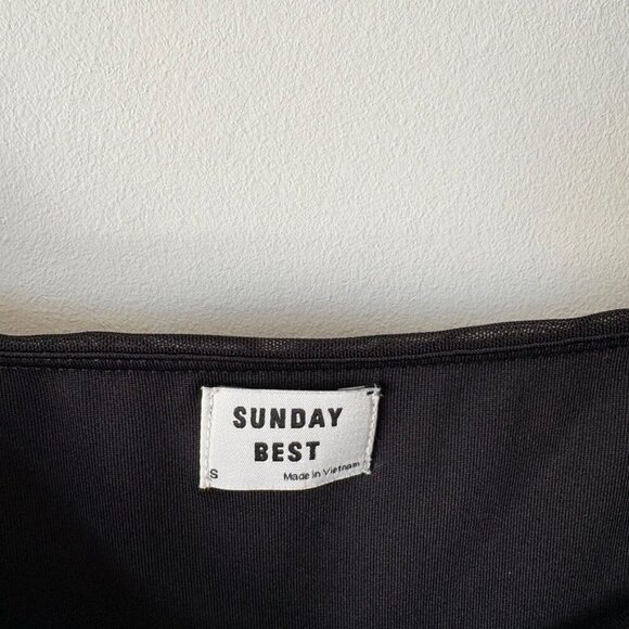 Aritzia Sunday Best Ruched Mesh Bodycon Mini Dress Black Size Small - Picture 5 of 6